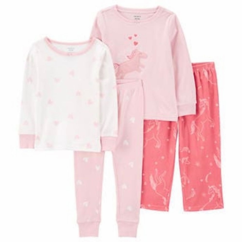 Carters Kids Girls 4-piece Unicorn Pajamas Set